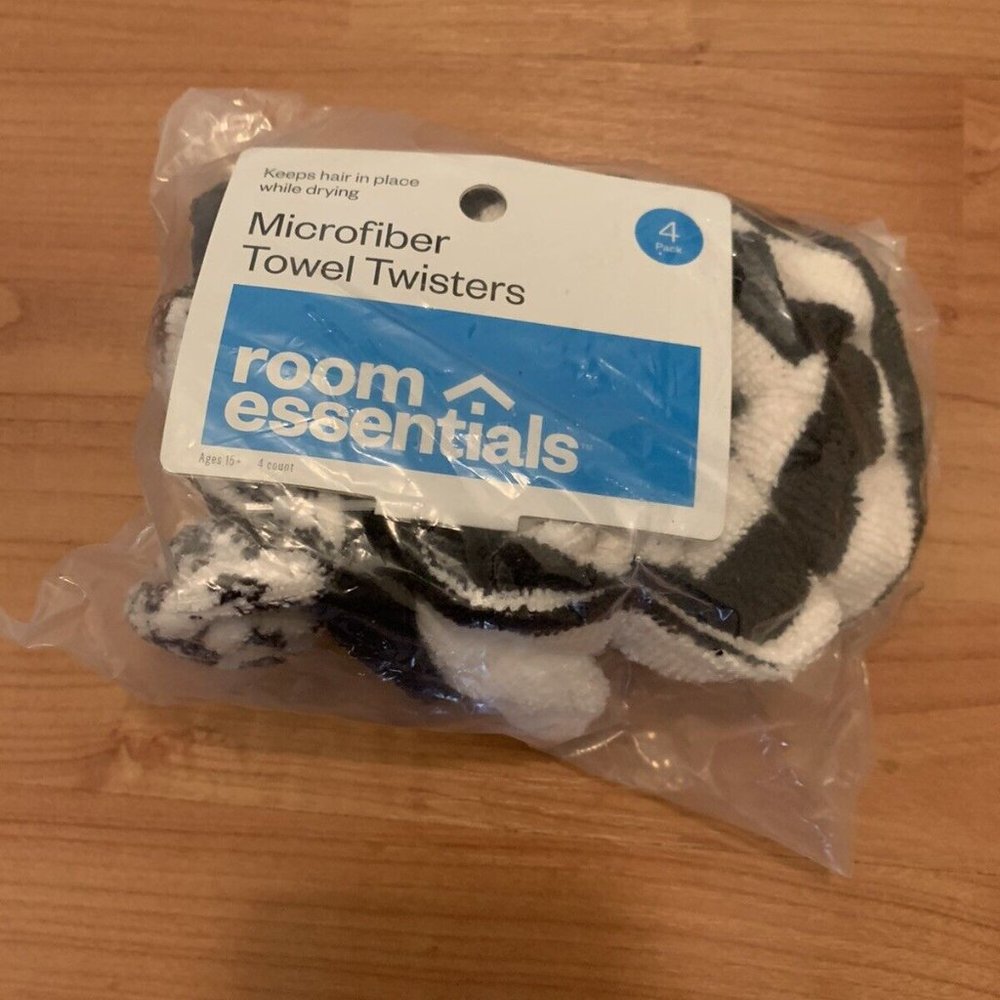 Room Essentials 4 Pack Hair Drying Twisters Microfiber Towel Twisters